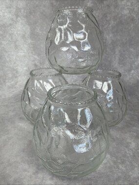 Set 4 Venetian CCA Tree Bark Glass Votive Tealight Candle Holders USA Vintage